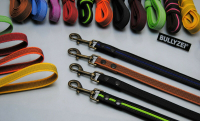 Bullyzei Leine gummiert 20mm x 3m mit Schlaufe,  Antik-Messing Karabiner